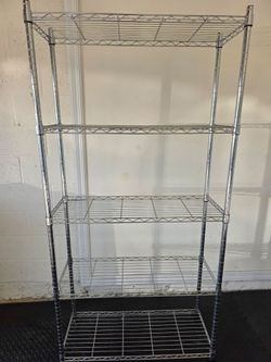 2 Chrome Wire Shelving Units - 5-Tier Adjustable Storage Racks