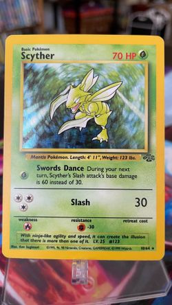 Scyther - Jungle 10/64 Unlimited Holo Foil MP Vintage Pokemon