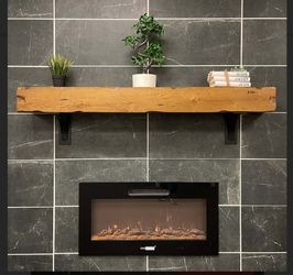 Brand New 5' DISTRESSED REAL WOOD FIREPLACE MANTEL FLOATING SHELF W Hardware BNIB NEVER USED 