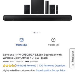Samsung HW-Q750B 5.1.2ch Soundbar with Wireless Dolby Atmos / DTS:X Black  HW-Q750B/ZA - Best Buy