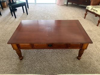 Wood Coffee Table with Drawer