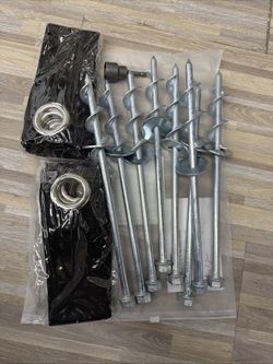 8 Trampoline 12” Anchors/Screws/Stakes Heavy Duty W/ 8 Straps