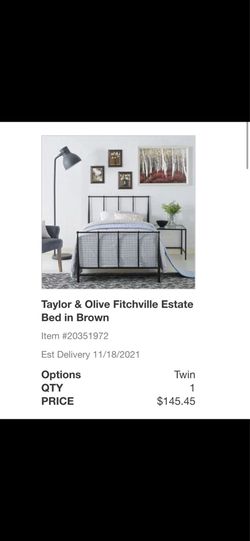 Metal Twin Bed Frame Dark Brown