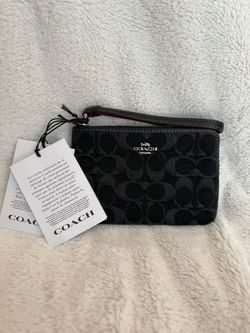 Coach Black Denim Wristlet