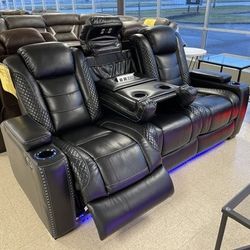 Just $10 Down Payment Finance ▪️Led Power Black  Reclining Sofa ▪️ Brand New 