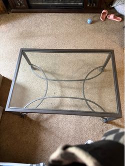 Glass and metal coffee table