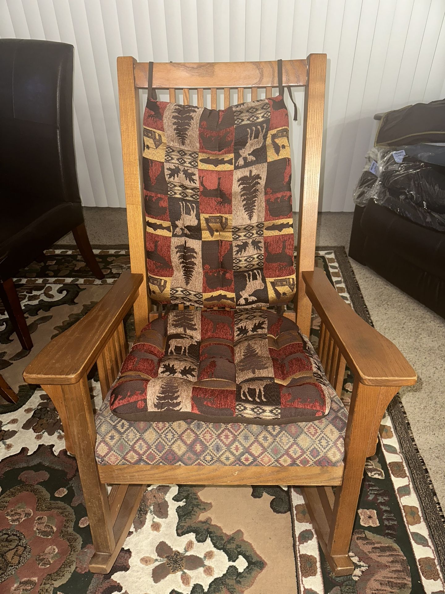 Handcrafted Mission-Style Rocking Chair – Rustic Lodge Design
