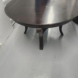 Dark Wood Round Coffee Table