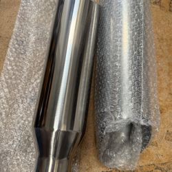 Richeer 2.5" Inlet Exhaust Tip, 4" Outlet, 18" Length, Stainless Steel, 2PCS