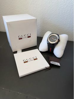 Gucci Sync XXL YA137101 Black Swiss Watch 46mm Web Stripe Box & Tag New Battery