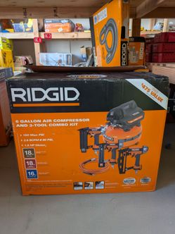 RIDGID 6 Gal Air Compressor Combo Kit – New