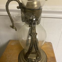 Vintage Silver Plated & Glass Coffee/Tea Carafe Pot with Warmer