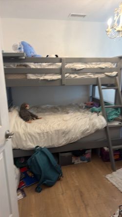 Gray Wood Twin Over Full Bunk Bed