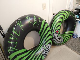 Inflatable floaties (2) + inflation pump 12 volt, New