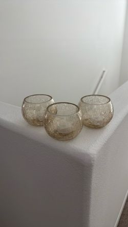 Set of 3 Crackle Glass Tealight Holders