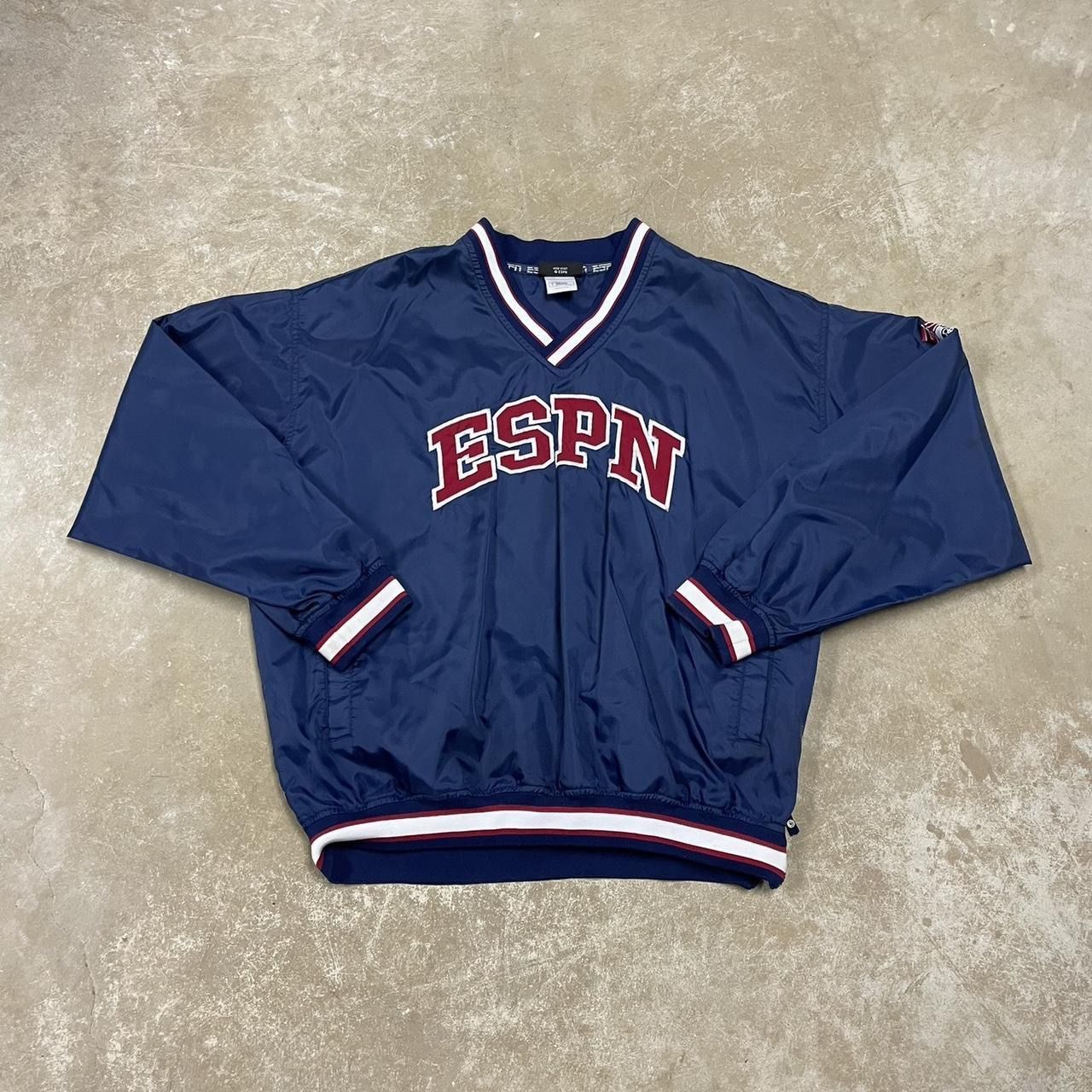 Vintage 90’s ESPN Pullover Windbreaker Jacket Mens Large Blue V-Neck Athletic