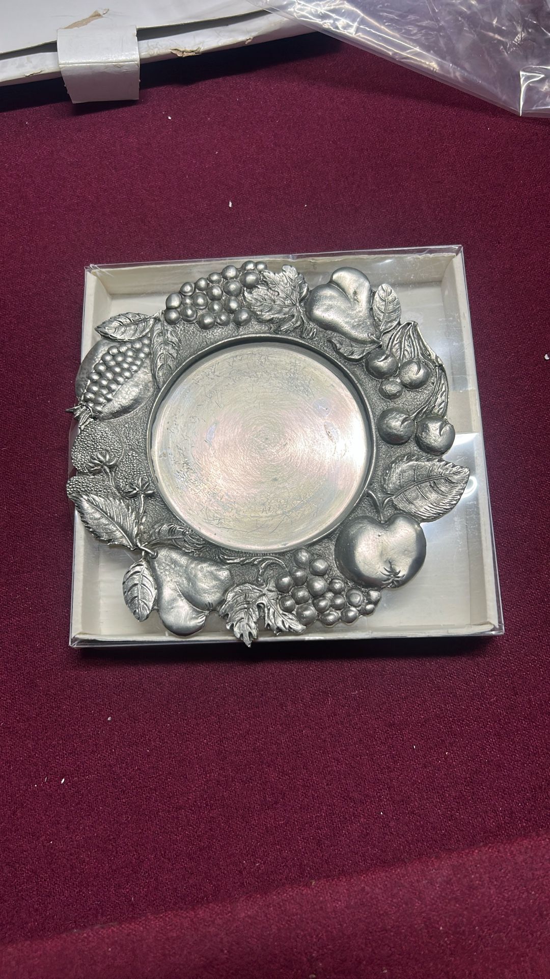 Pewter Candle /Wine Bottle Tray