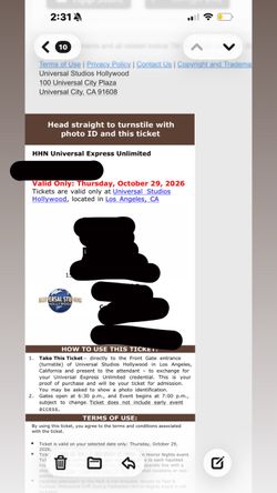 Universal Studios HHN Express Unlimited Ticket