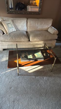 West Elm Two Tiered Glass Wood Display Coffee Table