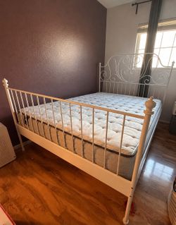Ikea Queen -Size metal bed frame (no mattress included) or with mattress $300
