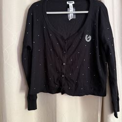 Brand New With Tag Pink Rhinestone Cardigan M