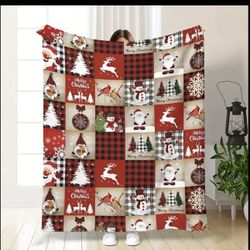 Cozy Christmas Reindeer & Snowflake Print Throw Blanket - Soft, Durable Flannel for Couch, Bed, Office Naps & Outdoor Adventures