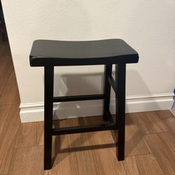 Black Bar Stool 24” H Solid Wood 