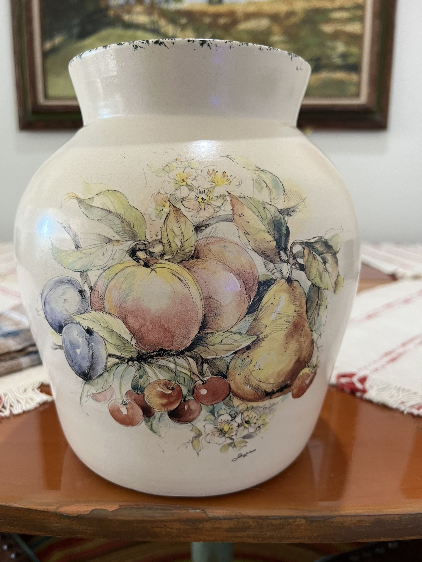 Casey Pottery Hand Made USA Marshall, Texas Fruit Cookie Jar With Lid