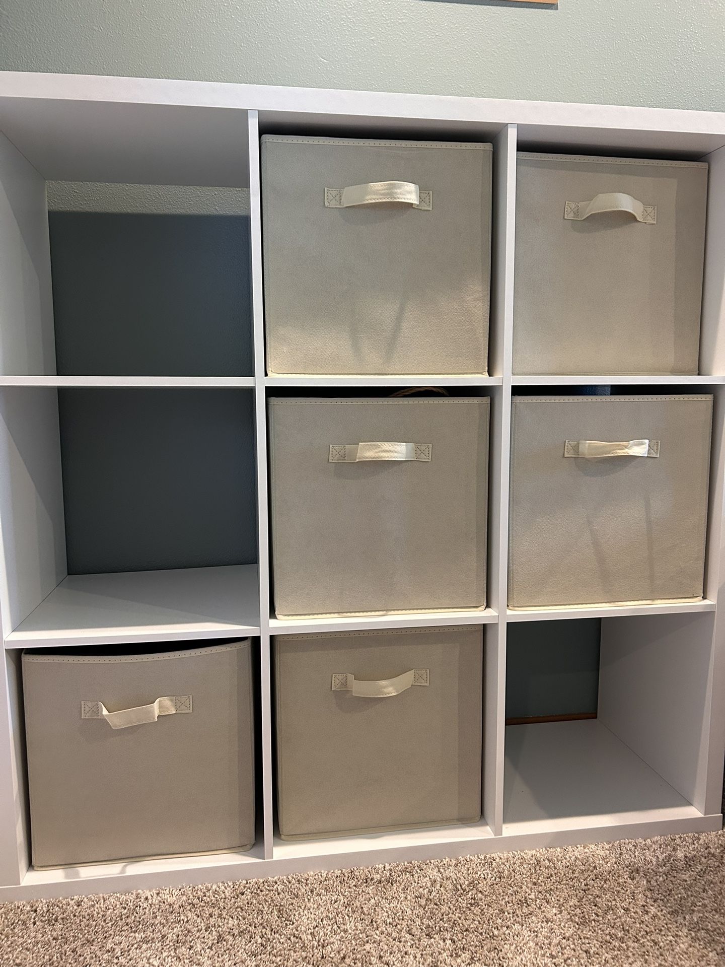 White Storage Cubbies With 6 Containers