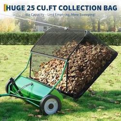 New 48 in Wide Tow Behind Lawn Sweeper 25 Cu Ft Large Capacity Hopper