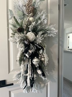 Flocked Christmas Door Swag Decoration