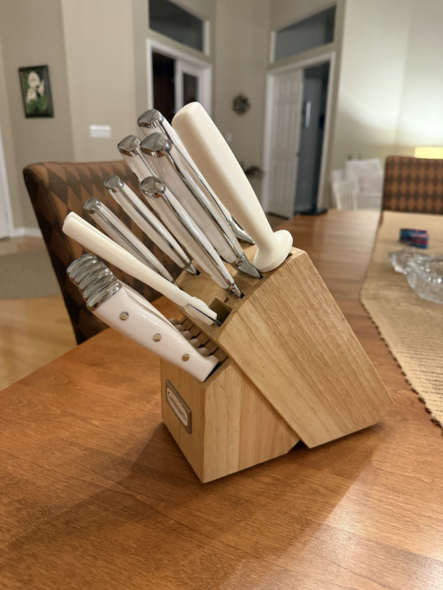 Cuisinart 15-Piece Knife Set with Block, High Carbon Stainless Steel, Forged Triple Rivet, White
