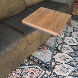 C Shape Rustic Side Table for Living Room Couch Tray, Nightstand for Bedroom, End Table, 