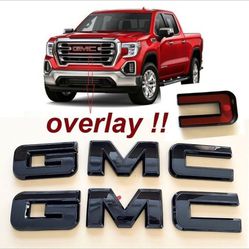 2019-2023 GMC Sierra 1(contact info removed)HD 3500HD Front & Rear Matte  Black OVERLAY Emblem