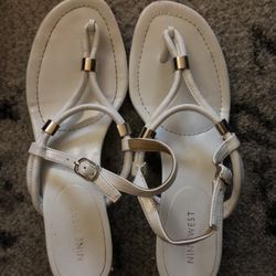 Nine West White Wedges - Gold Accent