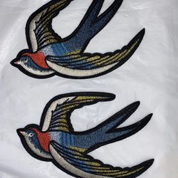 2 Embroidered Swallow Applique Patch 6”