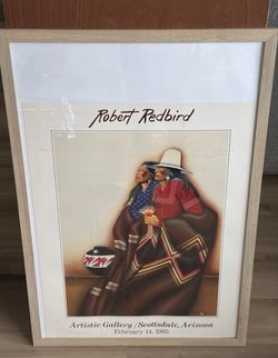 Robert Redbird Native American Woman Pottery Print Framed Scottsdale 1985