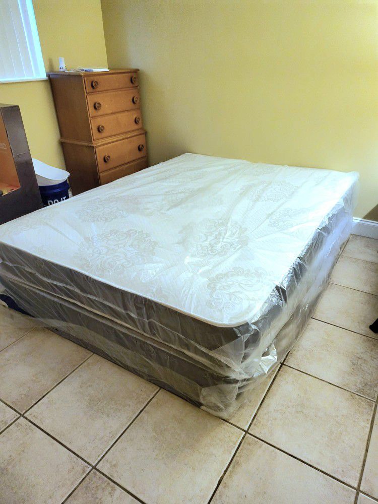 NEW QUEEN SIZE - MATTRESS AND BOX SPRING--2PCS.