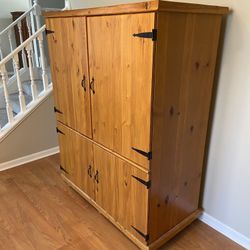 Rustic Pine Storage Armoire 