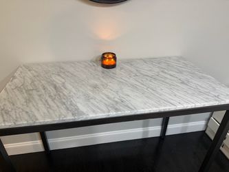 West Elm Carrara Marble Counter-Height Table / Desk – Dark Bronze Frame