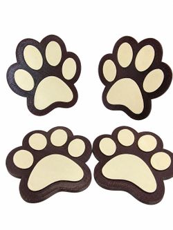 3D Printed Paw Print Coaster Set | Pet Lover Drink Coasters | Set of 4