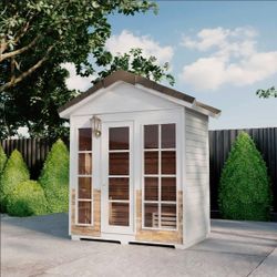 Wet Dry Sauna - Aleko CED6PORI Outdoor Canadian Red Cedar - 6 Person -