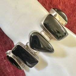 Black Onyx  Sterling Silver  Statement Bracelet