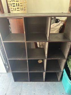 Dark Brown 12-Cube Storage Shelf Unit