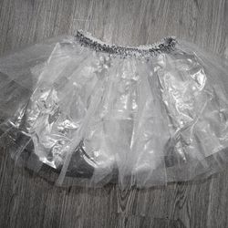 Adult Women's Grey Silver Glittered Tutu Skirt Costume