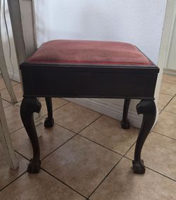 Antique Wood Footstool with Cabriole Legs