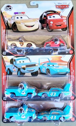 Disney Pixar Cars 2-Packs:Lightning McQueen Deputy Hazzard & Bella Cadavre, Roger Wheeler & The King