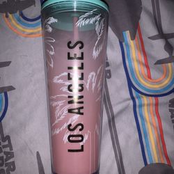Starbucks Los Angeles Tumbler Venti Cold Cup 24oz  Pink  Palm 2020