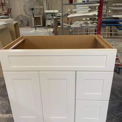 Cabinet Wood 36" $397 White And Gray Two drawers Two Doors Softclose 