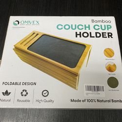 Omvex Bamboo Couch Cup Holder (Foldable, Versatile, Anti-Slip